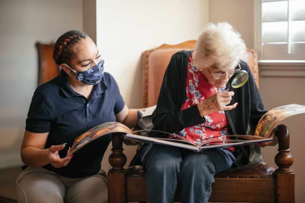 A resident receiving a helping hand